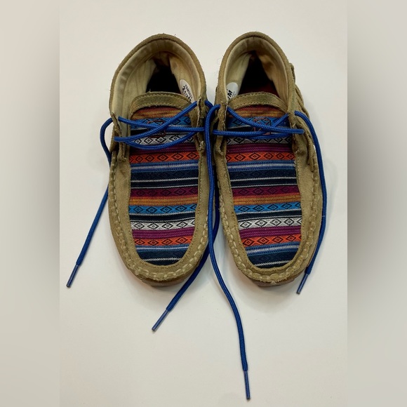 Youth size 2.5 Twisted X chukka driving mocs Aztec fringe lace up western serape - Picture 5 of 8